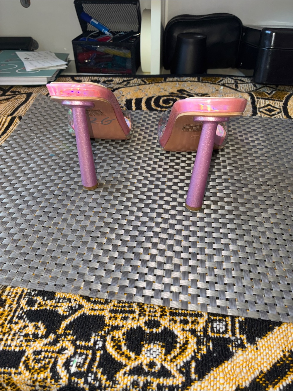 So Me Iridescent Holographic Pointed Mule Slides - Pink Sheen - Picture 4 of 6